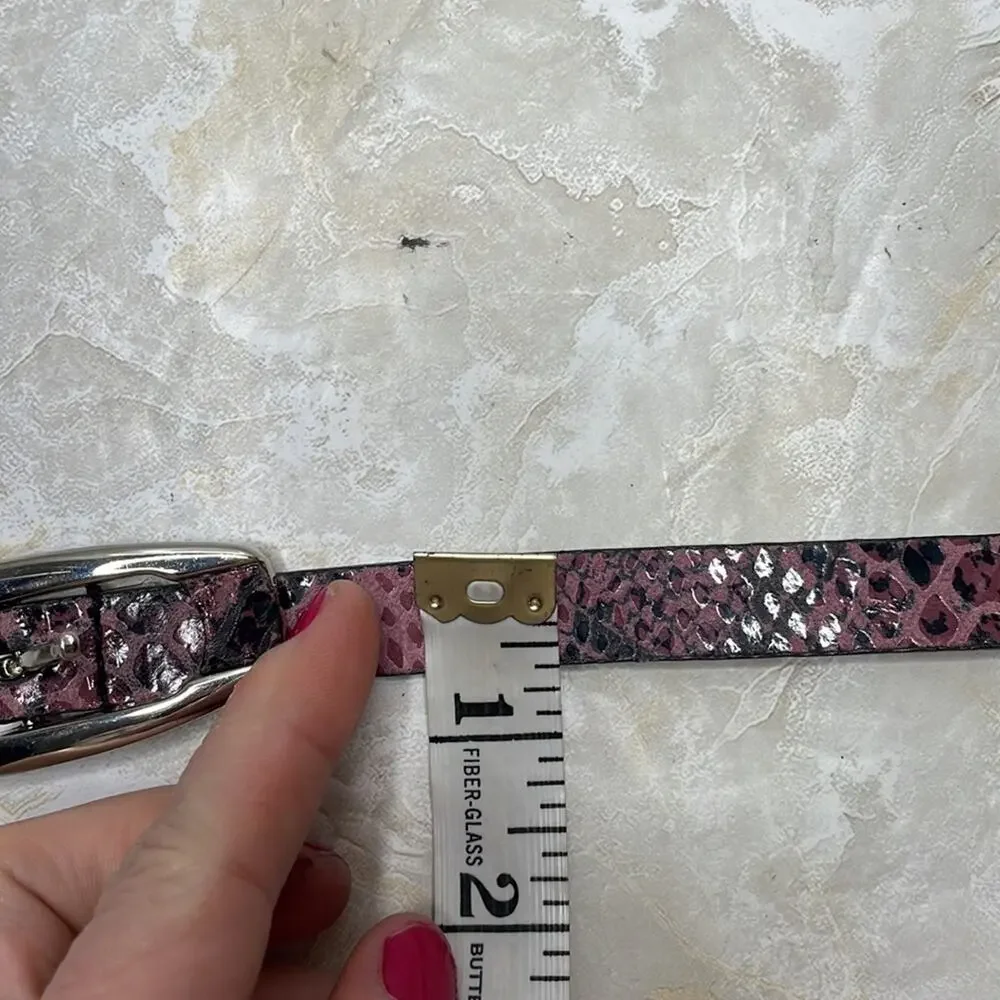 Nine West pink snakeskin print leather belt